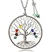 Tree of Life Pendant Necklace 31 inches Dainty 7 Chakra Long Necklaces for Women Jewelry