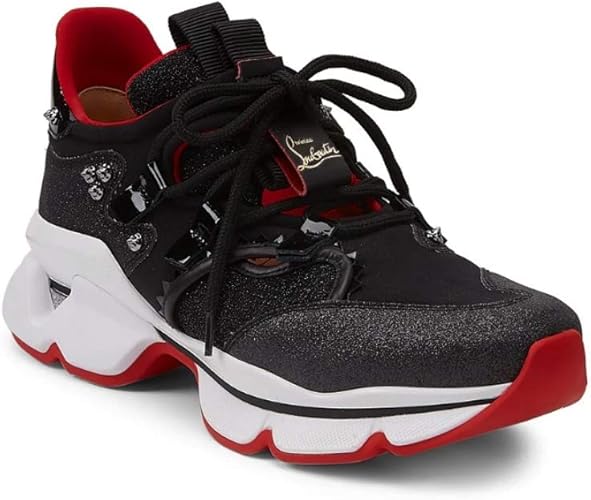 Amazon Christian Louboutin クリスチャン ルブタン スニーカー女性の靴 靴 レッド ランナー ドナ グリッター スニーカー Women S Sneakers 並行輸入品 Black Measurement 23 Point 0 Centimeters スニーカー
