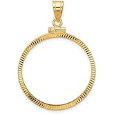 Generic Coin Jewelry 14k Polished and Diamond-cut 27.0mm x 2.35mm Screw Top Coin Bezel Pendant, Yellow
