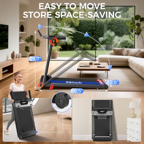 Treadmill with Incline 3-in-1 Portable Treadmills for Home Small, Incline Walking Pad Treadmill with Handle Bar, Walking Pad Foldable with 3.0HP Quiet Brushless, LED Dispay, 350LBS Capacity