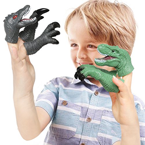 rainbow yuango 36PCS Realistic Dinosaur Finger Puppets Playset Soft Vinyl Rubber Dinosaur Head Finger Puppet with Feet Theaters Doll Model Toy for Kids