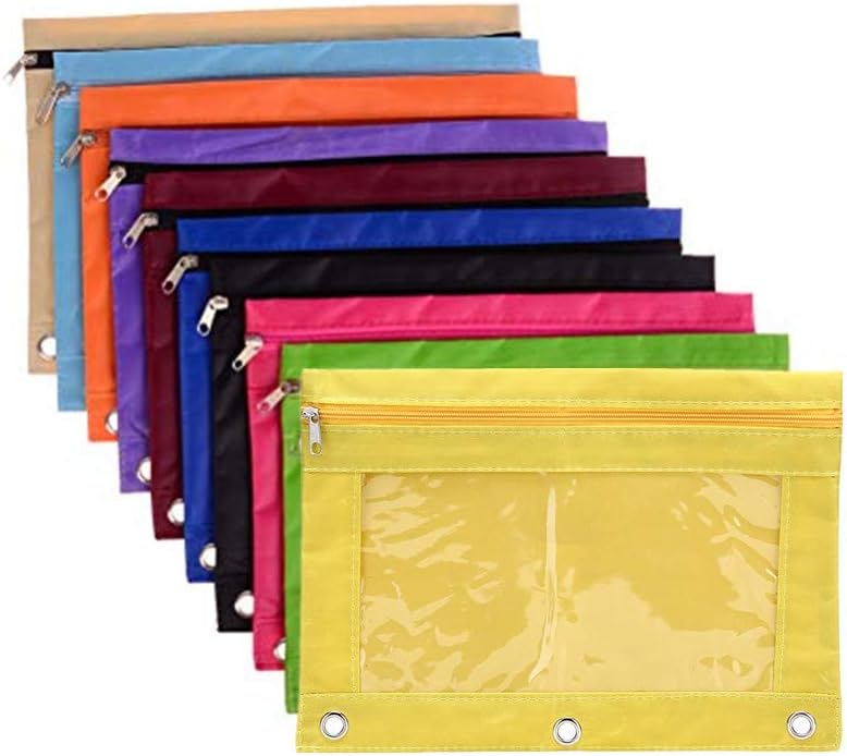 Ring Binder Pencil Pouch, Pencil Bag with Holes 3Ring