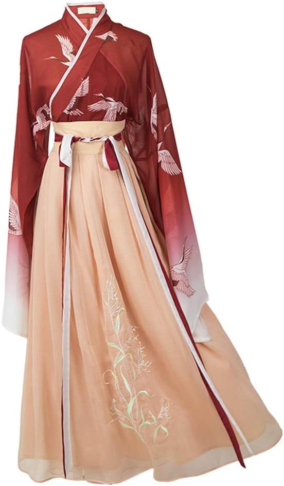 YLiansong Women's Hanfu Chinese Style Clothes Traditional Hanfu Women's Dress Skirt Animal Print Halloween Cosplay Embroidered Chinese Costume Hanfu Fairy Dress Cosplay Performances Costume