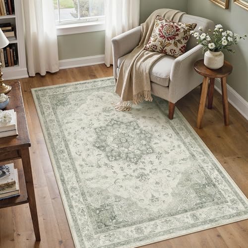 PureCozy Green Vintage Oriental Area Rug