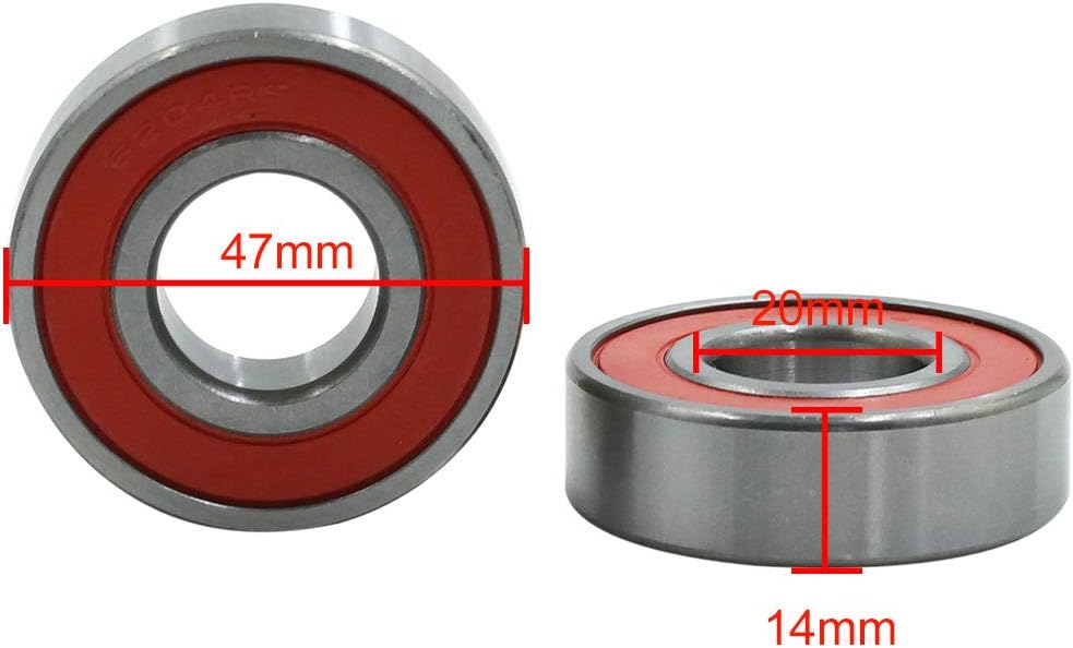 sourcingmap 5pcs 6204RS 20x47x14mm Double Shielded Deep Groove Ball Bearings, Silver Tone, Red, 13 x 9 x 4.5 cm - Image 3