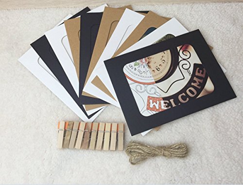 Get Orange DIY Paper Photo Frame Wall Deco with Mini Clothespins and Stickers - Fits 4