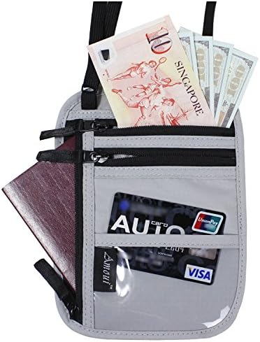 Passport Neck Pouch Travel Passport Holder Bag Credit Cards Wallet With Neck Strap Small Crossbody Shoulder Bag For Men And Women