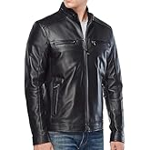 AmazX Men's Lambskin Leather Jacket Motorcycle - Men Black Genuine Leather Biker Jacket - Classic Black Leather Jacket