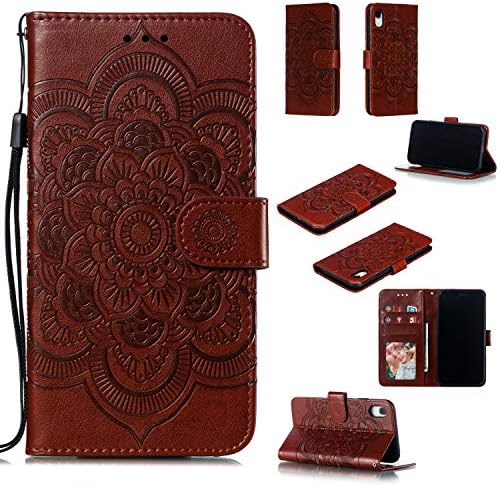 EWCover Wallet Case for iPhone XR,Mandala Flower Pattern Premium Leather Flip Case Cover for iPhone XR