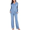 Aamikast Women's Pajama Sets Long Sleeve Button Down Sleepwear Nightwear Soft Pjs Lounge Sets