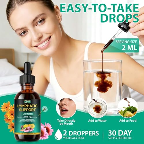 Lymphatic Drainage Drops,Lymph System Support Supplement,Advanced Botanical Formula – Supports Natural Balance & Immune Health – 2.02 fl oz (60 mL) – Maximum Absorption & Vegan