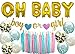 megbee Gender Reveal Party Supplies | Baby Shower Decorations Party Kit | Twin Boy and Girl | Baby Announcement - OH Baby Foil Balloons, Confetti Balloons, Tassel Banner, Backdrop, Glitter Sign