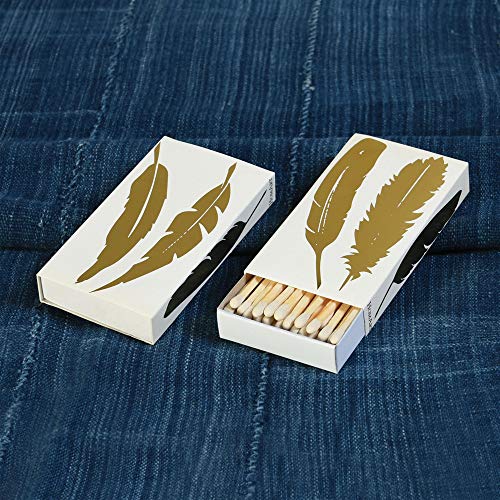 Fireplaces and More Decorative Match Boxes Gold Foil Feathers and