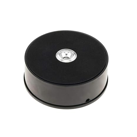 PrimeMatik - Elektro-Drehfuß 10cm schwarz Drehplattform mit LED-Beleuchtung