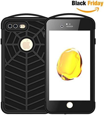 iPhone 7 Plus Waterproof Case, Vcloo IP68 Underwater Spider Case for iPhone 7 Plus,Dust Proof,Snow Proof,Shock Proof,Heavy Duty Protective Case Cover with Carabiner Hook for 7 Plus, 5.5" (Black)