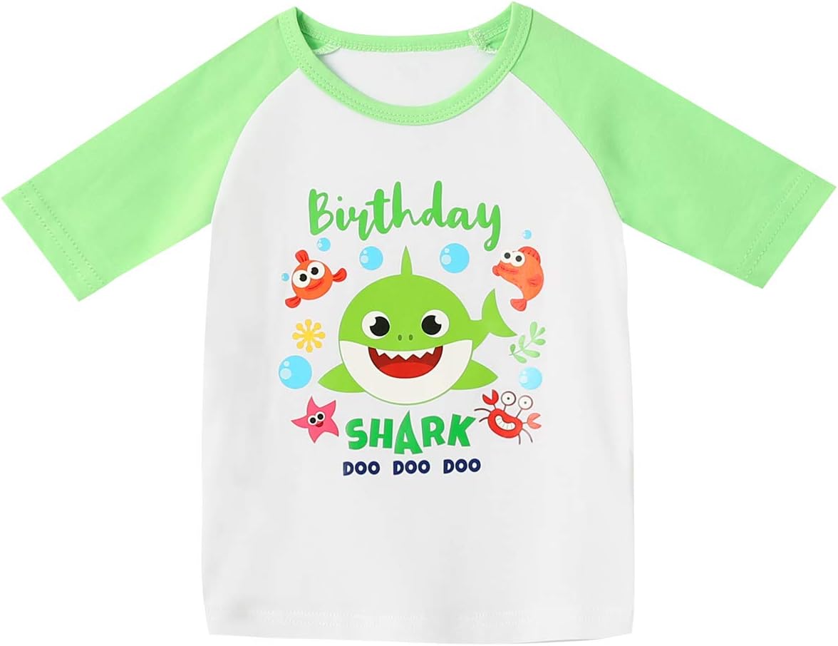 Detigee Shark Doo Doo Baby Boys Girls Tees Toddler Birthday T-Shirts Sets