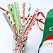 Cooraby 200 Pieces Christmas Paper Straws Biodegradable Drinking Stripe Bicolor Stripe Dot Chevron Straw Mix for Wedding Supplies and Party Favors, 8 Style (Red and Green)