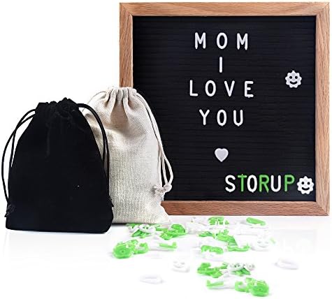 Letter Board - 10x10 Inches Felt Letter Board Stand Changeable Message Boards Include 540 Plastic Letters and Oak Frame (ST320)