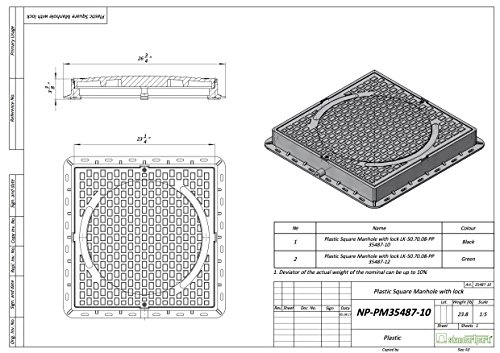 Standartpark - Square 24x24 locking plastic manhole cover with locking tool - 3,300 LB load class A