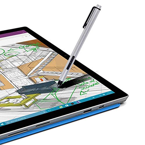 Surface Pen, Surface Pen for Microsoft Surface Pro 4 and Surface Pro 3, 4096 Levels of Pressure for High Fidelity Writing, Drawing or Painting with 4 Tips-Silver