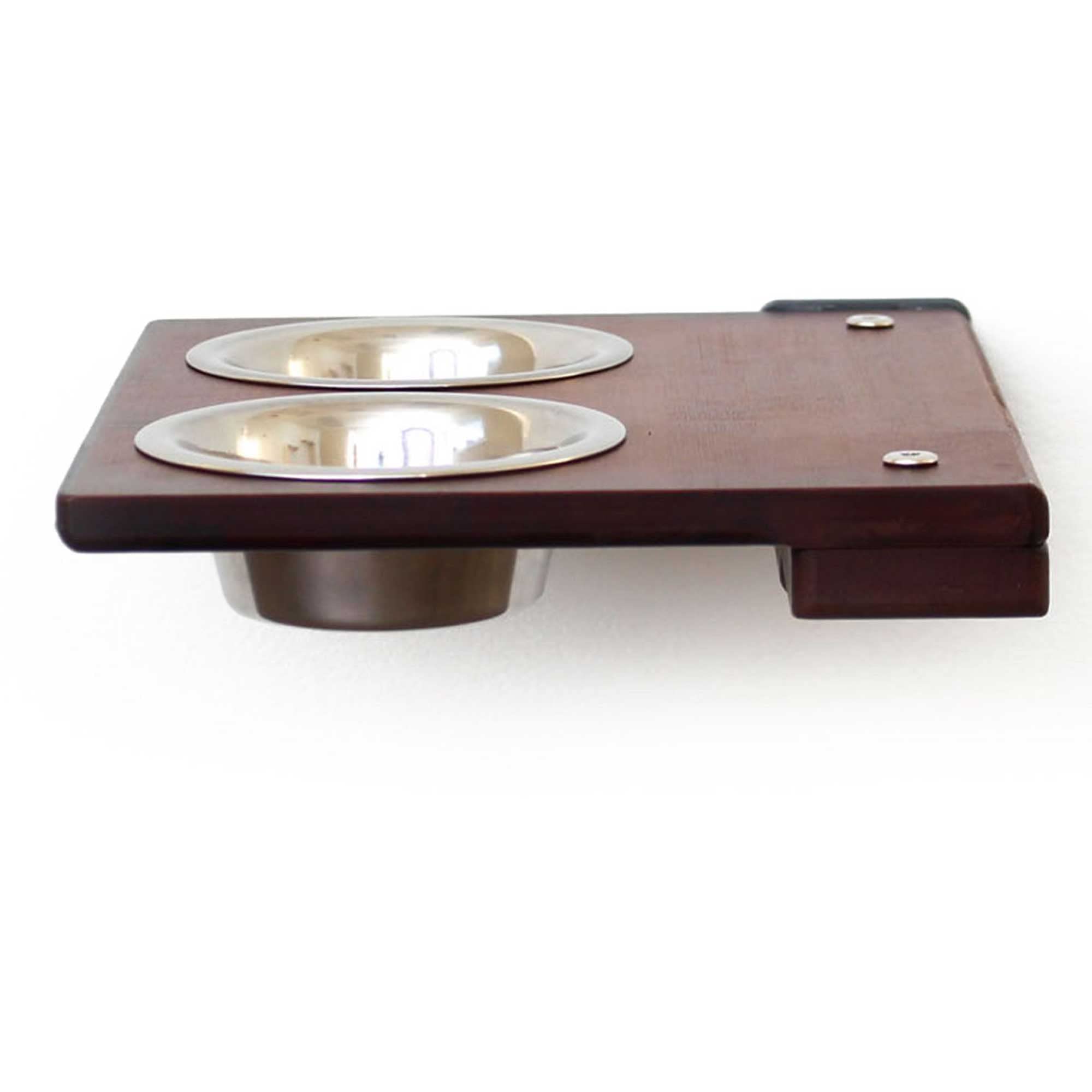 CatastrophiCreations Cat Feeder Wall-Mounted Elevated Feeding Shelf, 8.5 x 11 x 3 Inches, English Chestnut Bamboo - (Pack of 1)