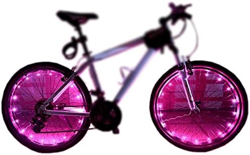 Wheel Light LED Bicycle Bike Rim Lights Safety and Fun [2-Pack Bundle for 2 Tires] (PINK)