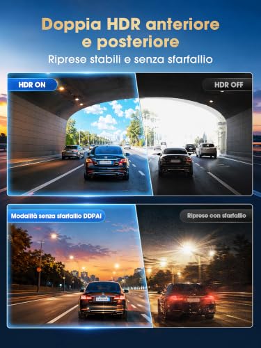DDPAI Z60 Master, 4K+2K Dash Cam Auto, STARVIS2 IMX678, Dashcam Dual HDR, Incl. Scheda 64GB, 5G WiFi6, 2K/60FPS, GPS, 3" IPS, Visione Notturna AI ISP, Modalità Parcheggio 24h, ADAS, 4G Disponibile