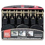 Mann Ratchet Tie Downs Straps 6-Pack with S-hooks 1-Inch x 15-Feet 500 Lbs Load Cap - 1500 Lb Break Strength (Camo)