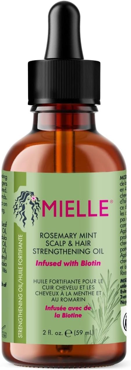 Mielle Natural Organics Rosemary Mint Scalp & Hair Strengthening Oil - 2 fl oz (Pack of 1) Sealed Packaging - Huile Fortifiante Pour Le - Chir Chevelu Et Les - Cheveux A La Menthe Et - Au Romarin