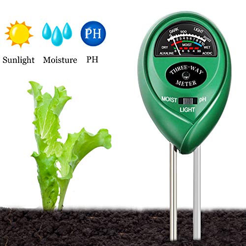 JIAFENG Soil Tester Moisture Meter Soil PH Meter, 3 in 1 Soil Gardening Tools Kit with PH, Light & Moisture,for Garden, Farm, Lawn, Indoor & Outdoor (No Battery Needed)
