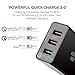 Puridea 3 Port USB Wall Charger 30W Quick Charger 3.0 [QC 3.0 + 2.4A USB] , SmartID Technology , Portable Fast Charger Foldable Plug for iPhone X/ 8/ 7/ 6/ Plus/ 5/ SE, iPad, Samsung, LG, Google Pixel