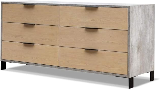 Amazon Com Benjara Benzara Concrete Dresser With Six Wooden