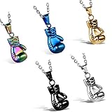 Flongo Men's Biker Stainless Steel Boxing Glove Pendant Necklace, 22 inch Chain