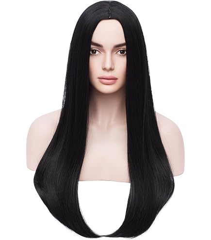 Amazon.com : BERON 28 Inches Black White Wig Long Straight  display picture 1