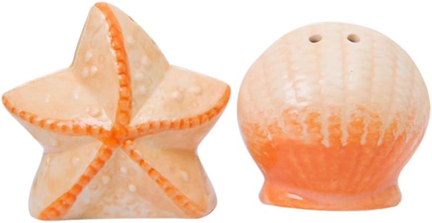 Jayp Ceramic Ocean Starfish Shell Salt Pepper Shaker Bottles Set