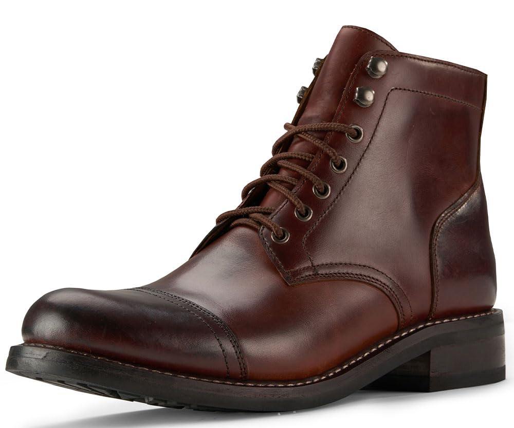 Photo 1 of ***CORRECT ITEM****SUREWAY 6" Men's Lace Up Oxford Boots | Cap Toe,Full Genuine Leather Chukka Boots for Men,Classic Derby Style,Comfort Ankle Footwear(Office,Casual,Driving) US 10.5 Brandy
