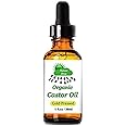 Nature Drop Organic Castor Oil,1 oz - 100% USDA Certified Pure Cold Pressed Hexane free - Best oil Growth For Eyelashes, Hair, Eyebrows, Face and Skin, Triple Filtered, Great for Acne