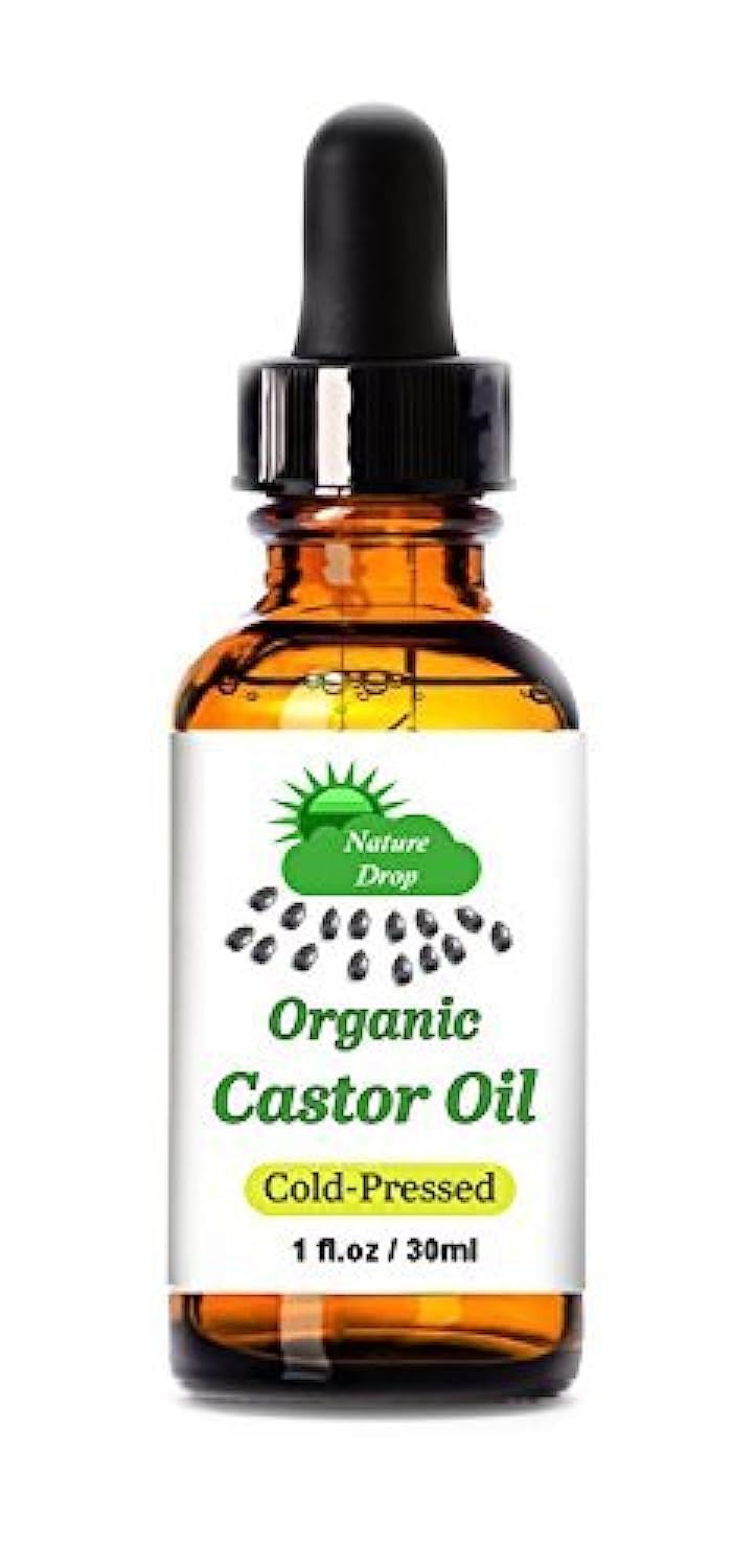 Nature Drop's Organic Castor Oil1 oz - 100% USDA Certified Pure Cold Pressed Hexane free - Best oil Growth For Eyelashes Hair Eyebrows Face and Skin Triple Filtered Great for Acne