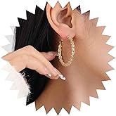 Erimberate Bohemian Hollow Circle Earrings Gold Circle Hoop Earrings Huggie Circle Earrings Exaggerated Circle Hoop Earrings Jewelry for Women