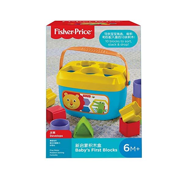 Fisher-Price-Babys-First-Blocks Fisher-Price Baby's First Blocks, Set of 10 Blocks for Classic Stacking and Sorting Play for Baby & Infants, Ages 6…