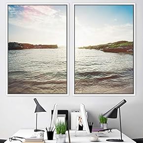 signwin 2 Piece Framed Canvas Wall Art Coastal...