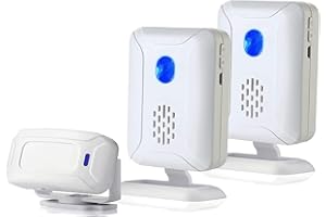 HONETEEK Wireless PIR Motion Sensor Detector Home Store Welcome Buzzer Monitor Commercial Door Entry Security Alert for Business Mailbox, Caregiver Reminder for Elderly (1 Sensor & 2 Doorbell)