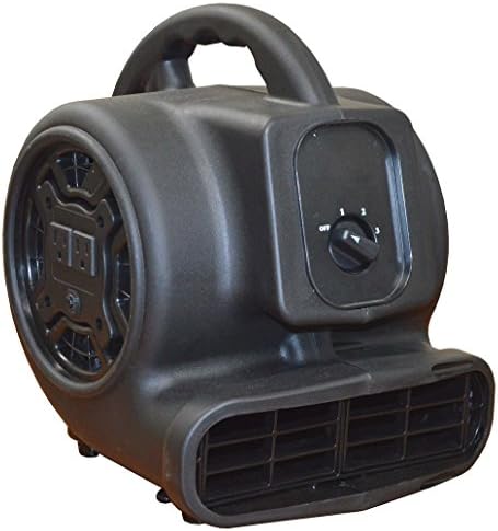 Sterling NA F-13A 1000 CFM 1/5HP 3 Speeds Mini Air Mover with Built-in Dual Outlets for Daisy Chain, 2.1 Amp, Black