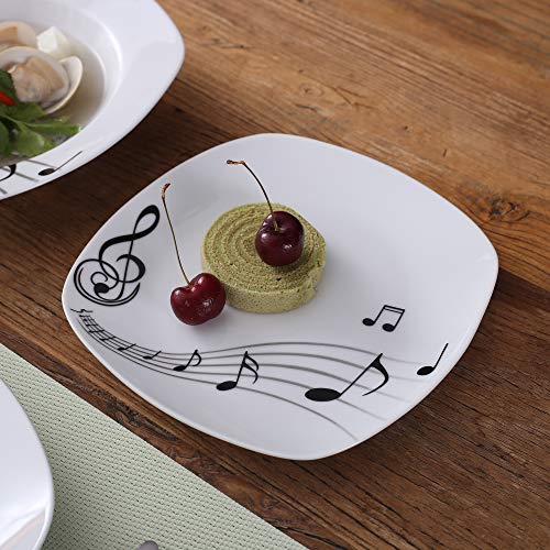 image for VEWEET 'MELODY' 30-Piece Ivory White Musical Note Patterns Dinnerware 