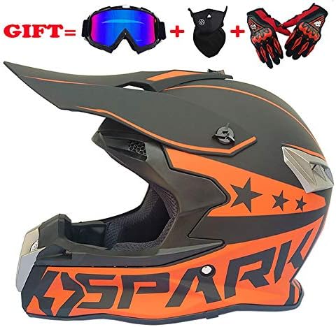 Lavacraft Motocross/ATV/Dirt Bike 3-pc Gear Combo Set - Helmet, Gloves & Goggles - DOT Certified (4 SIZE, Multicolor)