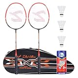 Fostoy Badminton Racquet Badminton Racket Set-Professional Carbon Fiber Badminton Racket with 3 shuttlecocks and Carrying Bag-Perfect for Adults