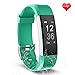 Fitness Tracker, Waterproof Activity Tracker Heart Rate Monitor Bluetooth Smart Watch Bracelet Wristband Sleep Monitor Pedometer with Replacement Strap for Android and IOS Smartphone (black-green)