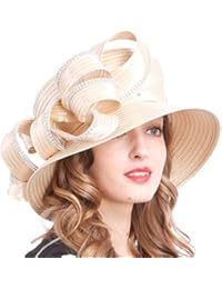 Womens Tea Party Church Baptism Kentucky Derby Dressy Hat (Rhinestone-Apricot)