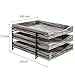 MyGift 3-Tier Rustic Torched Wood Desk Organizer Document Tray with Black Metal Frame and Sliding Trays