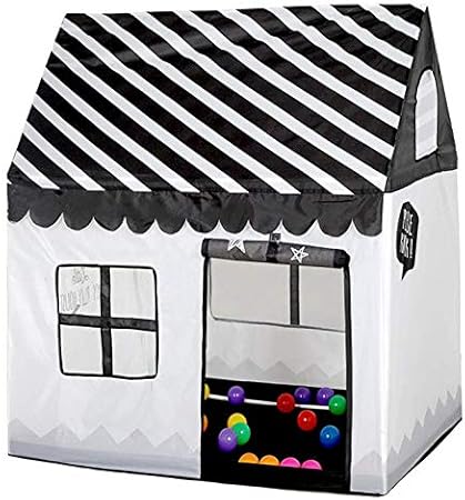 Amazon Flovingキッズテント 子供用 Kids Tent 子供テント プレイテント 折り畳む テントハウス子供 テントおもちゃ子供用 設置簡単 収納ケース付き 室内室外両方使用可能 秘密基地 隠れ家 知育玩具 おままごと 子供部屋 黒ストライプ キッズテント おもちゃ